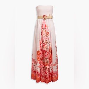 Zimmermann strapless linen maxi dress in coral pink. Brand new.